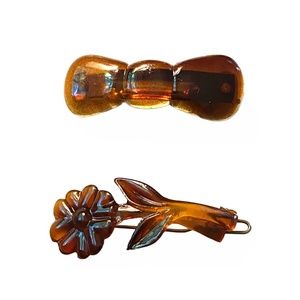 Made in France Tortoise Shell Barrette Pair